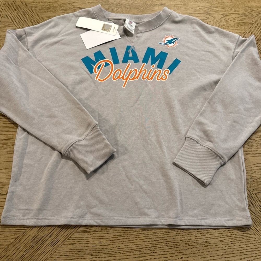 Miami Dolphins Sweatshirt Women's Crop - Picture 2 of 3